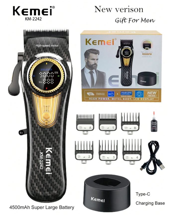 Kemei KM-2242 Pro Hair Clipper Grooming Kit with Manicure Set & Styling Tools