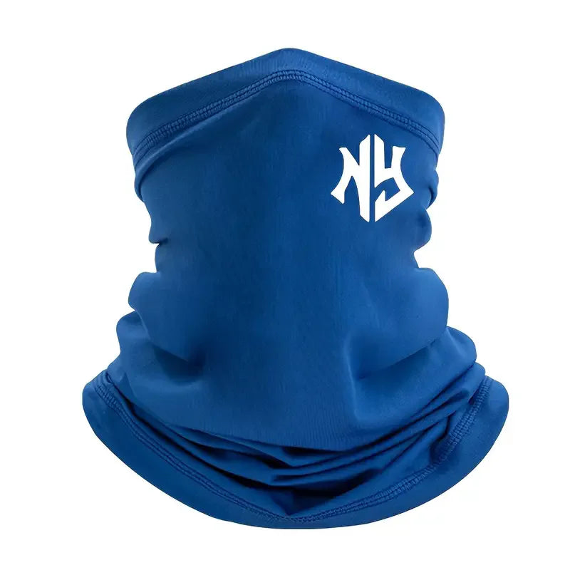 Sporty NY Letter Print Polyester Neck Gaiter Scarf, Windproof Balaclava for Men, Summer Face Covering, Fishing Running Mask
