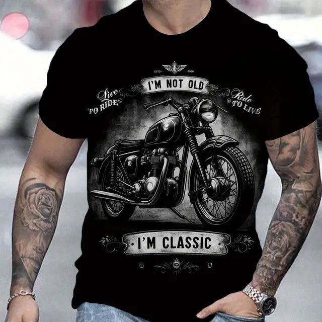 Classic Motorcycle Graphic Tee, Vintage Bike Unisex T-Shirt, Gift for Dad, Birthday Apparel, Retro Rider Shirt