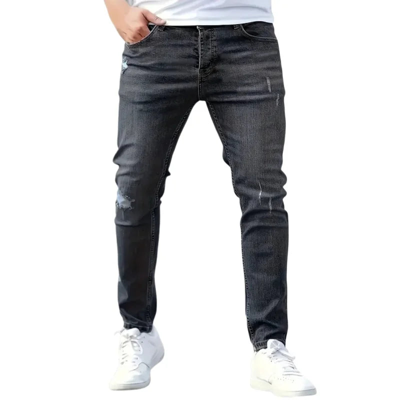 Lightweight Jeans Men's Slim Fit Denim New Casual Pants Summer Loose Fit Cropped Pants Casual Style For Men