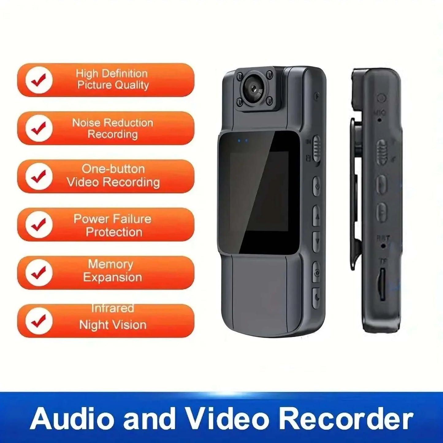 REMAX Portable HD 1080p Body Camera with Clip – Mini Multifunctional Recorder
