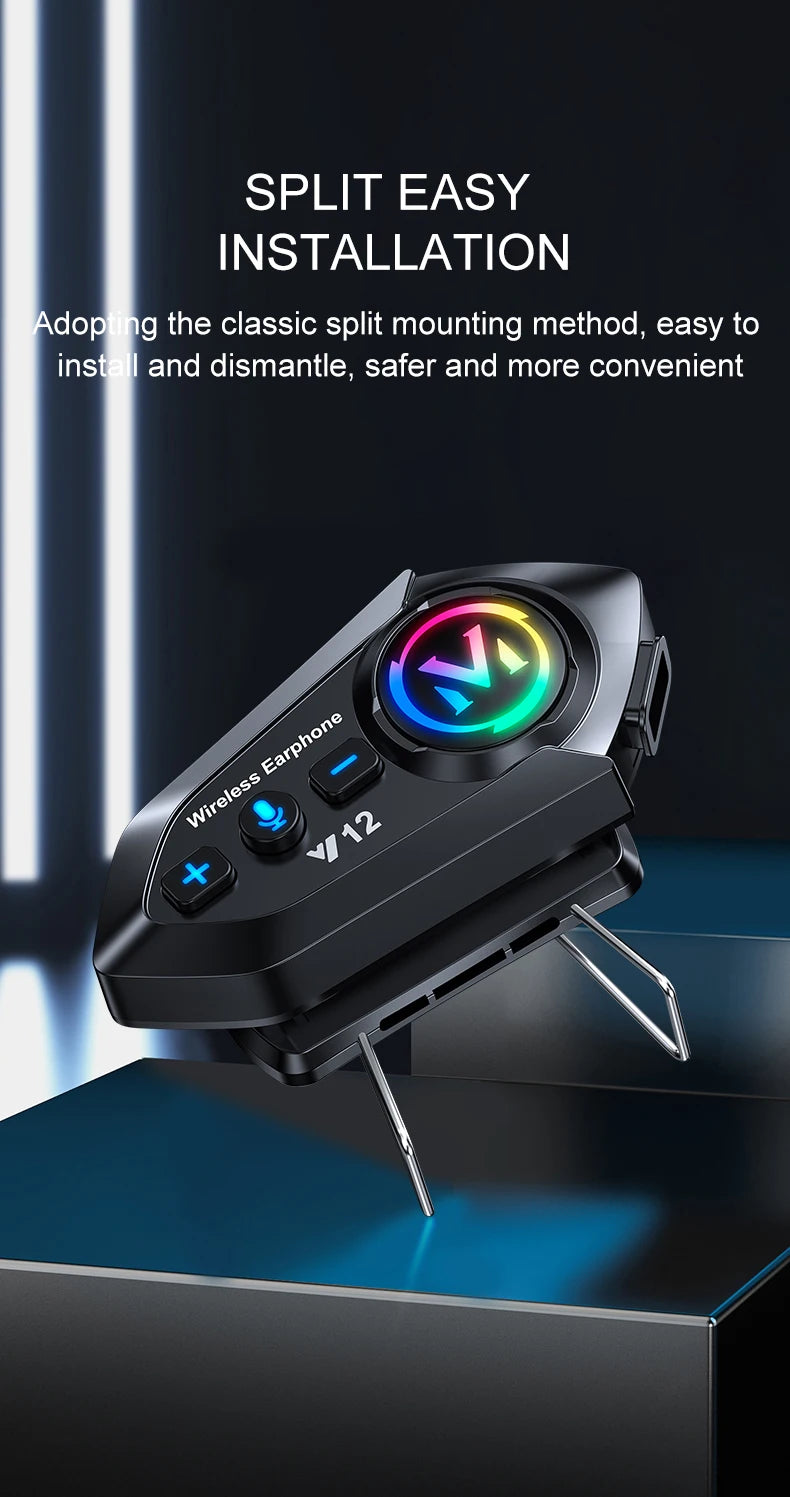 Y12 Helmet Bluetooth Headset Fm Radio Stereo High Definition Sound Effect Rgb Lighting Bt5.4 Automatic Answer One Drag Two