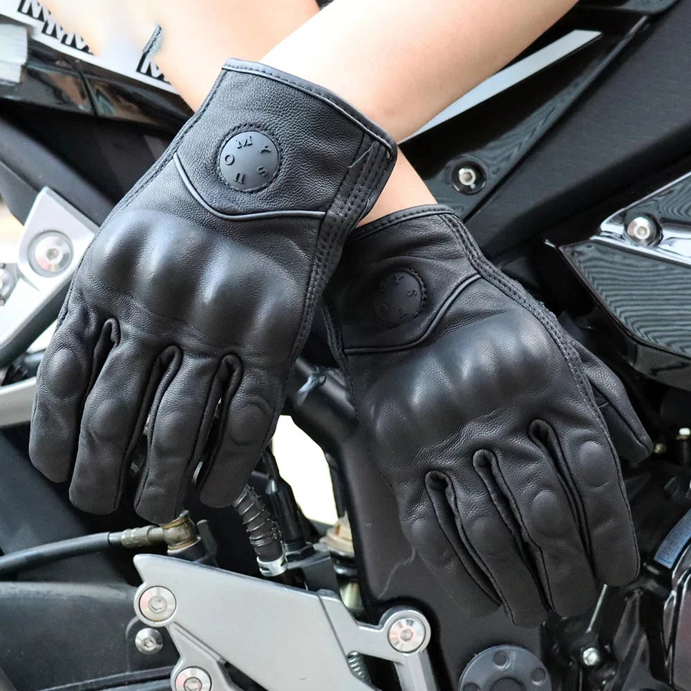 Suomy Vinatge Goatskin Motorcycle Gloves Summer Men Black Retro Leather Motorbike Motocross Glove Lady Motorcyclist Guantes