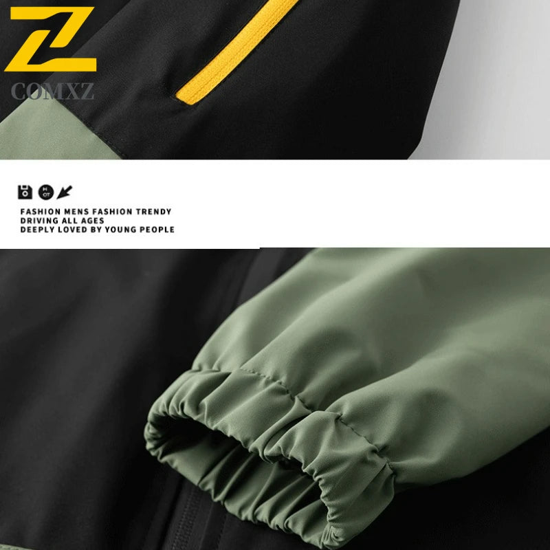 American Street Sports Jacket Men's Autumn 2025 New Casual Waterproof Loose Work Windbreaker Jackets Outdoor Hunting Hooded Coat