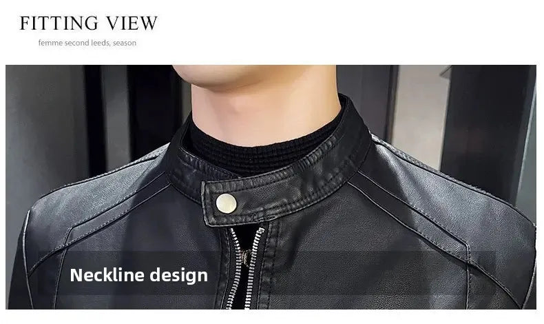Casual Style Men's Biker Leather Jacket Slim Fit Youth Korean Version Outerwear Fake Leather Mixed Leather Coat for Men