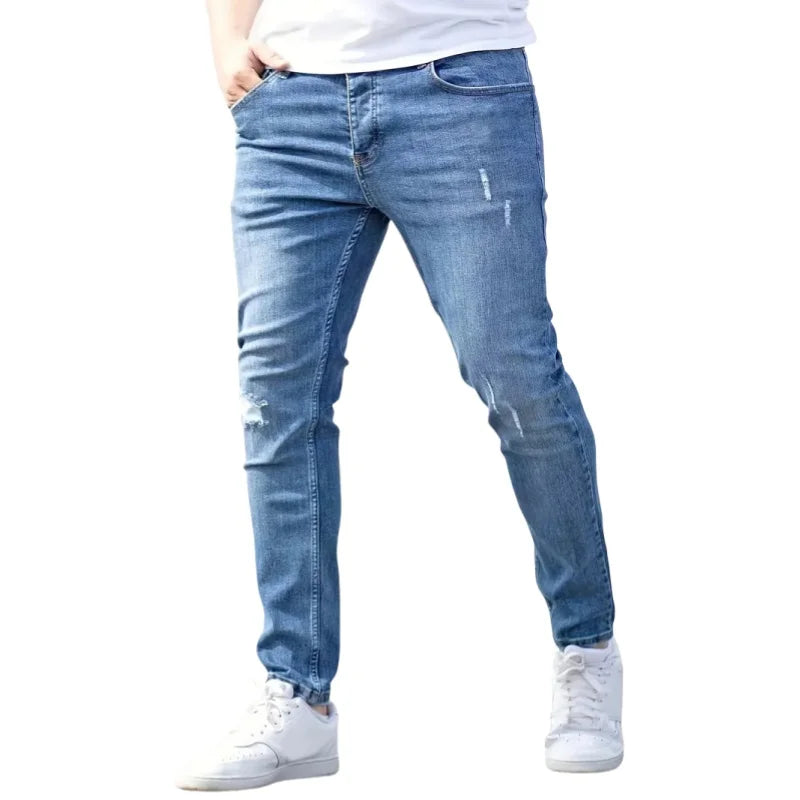 Lightweight Jeans Men's Slim Fit Denim New Casual Pants Summer Loose Fit Cropped Pants Casual Style For Men