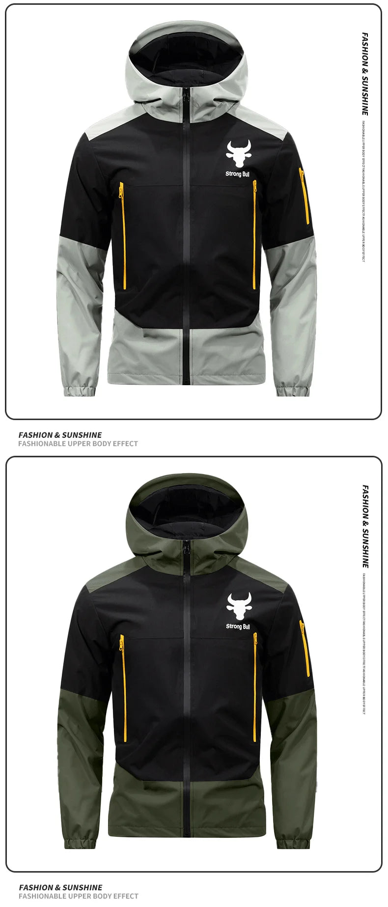 American Street Sports Jacket Men's Autumn 2025 New Casual Waterproof Loose Work Windbreaker Jackets Outdoor Hunting Hooded Coat