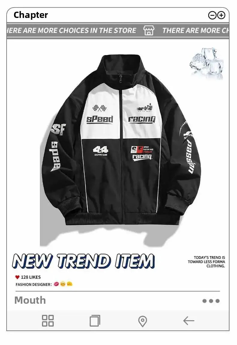 Men's Casual Baseball Collar Workwear Jacket Printed Outdoor Windproof Spring Autumn Fashionable All-Match Leisure Top