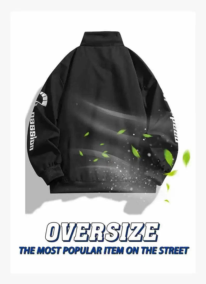 Men's Casual Baseball Collar Workwear Jacket Printed Outdoor Windproof Spring Autumn Fashionable All-Match Leisure Top