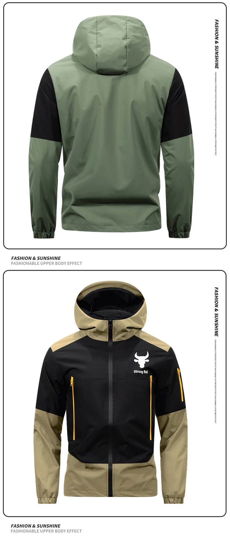 American Street Sports Jacket Men's Autumn 2025 New Casual Waterproof Loose Work Windbreaker Jackets Outdoor Hunting Hooded Coat