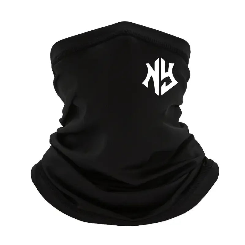 Sporty NY Letter Print Polyester Neck Gaiter Scarf, Windproof Balaclava for Men, Summer Face Covering, Fishing Running Mask