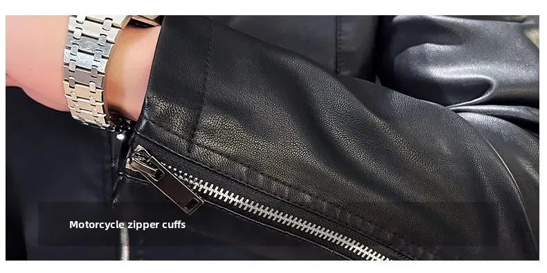 Casual Style Men's Biker Leather Jacket Slim Fit Youth Korean Version Outerwear Fake Leather Mixed Leather Coat for Men