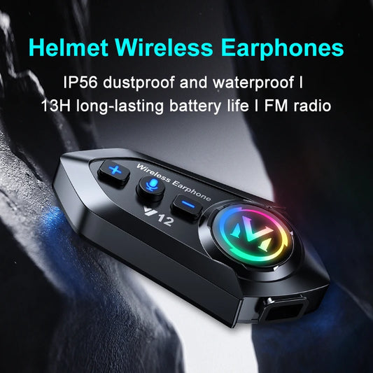 Y12 Helmet Bluetooth Headset Fm Radio Stereo High Definition Sound Effect Rgb Lighting Bt5.4 Automatic Answer One Drag Two