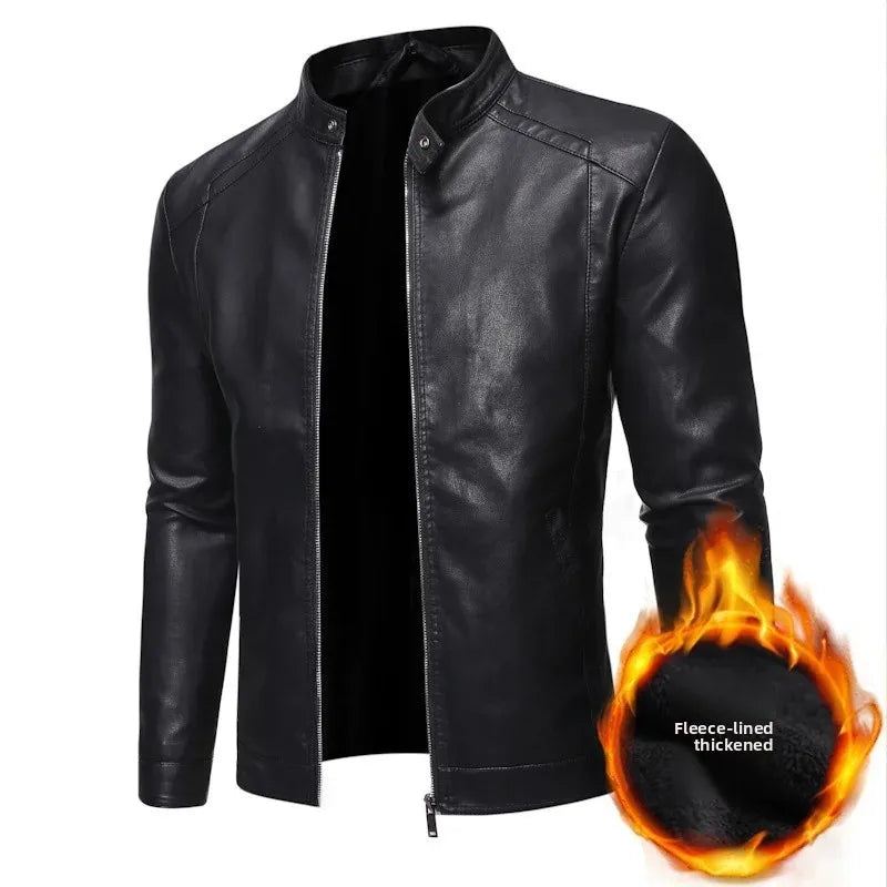 Casual Style Men's Biker Leather Jacket Slim Fit Youth Korean Version Outerwear Fake Leather Mixed Leather Coat for Men