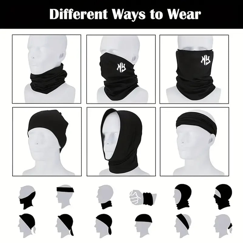 Sporty NY Letter Print Polyester Neck Gaiter Scarf, Windproof Balaclava for Men, Summer Face Covering, Fishing Running Mask