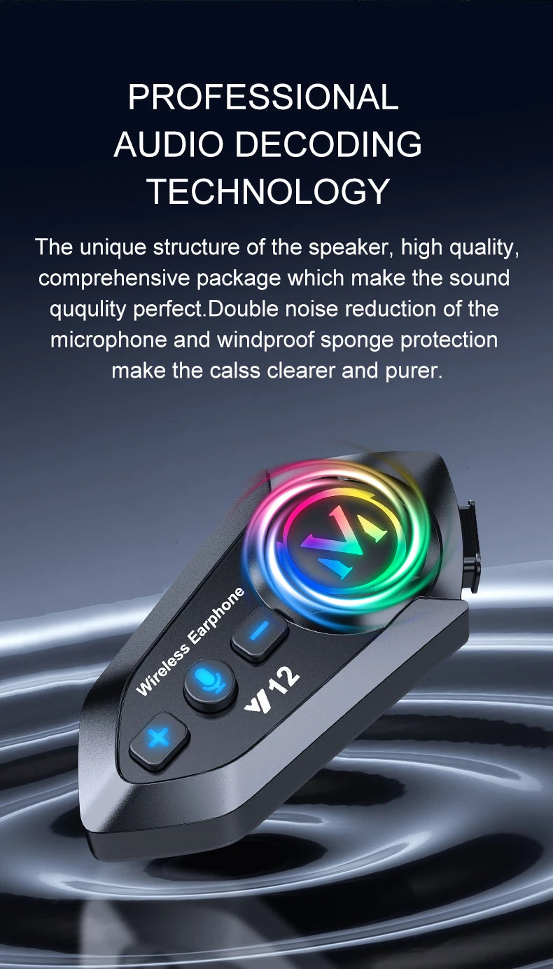 Y12 Helmet Bluetooth Headset Fm Radio Stereo High Definition Sound Effect Rgb Lighting Bt5.4 Automatic Answer One Drag Two