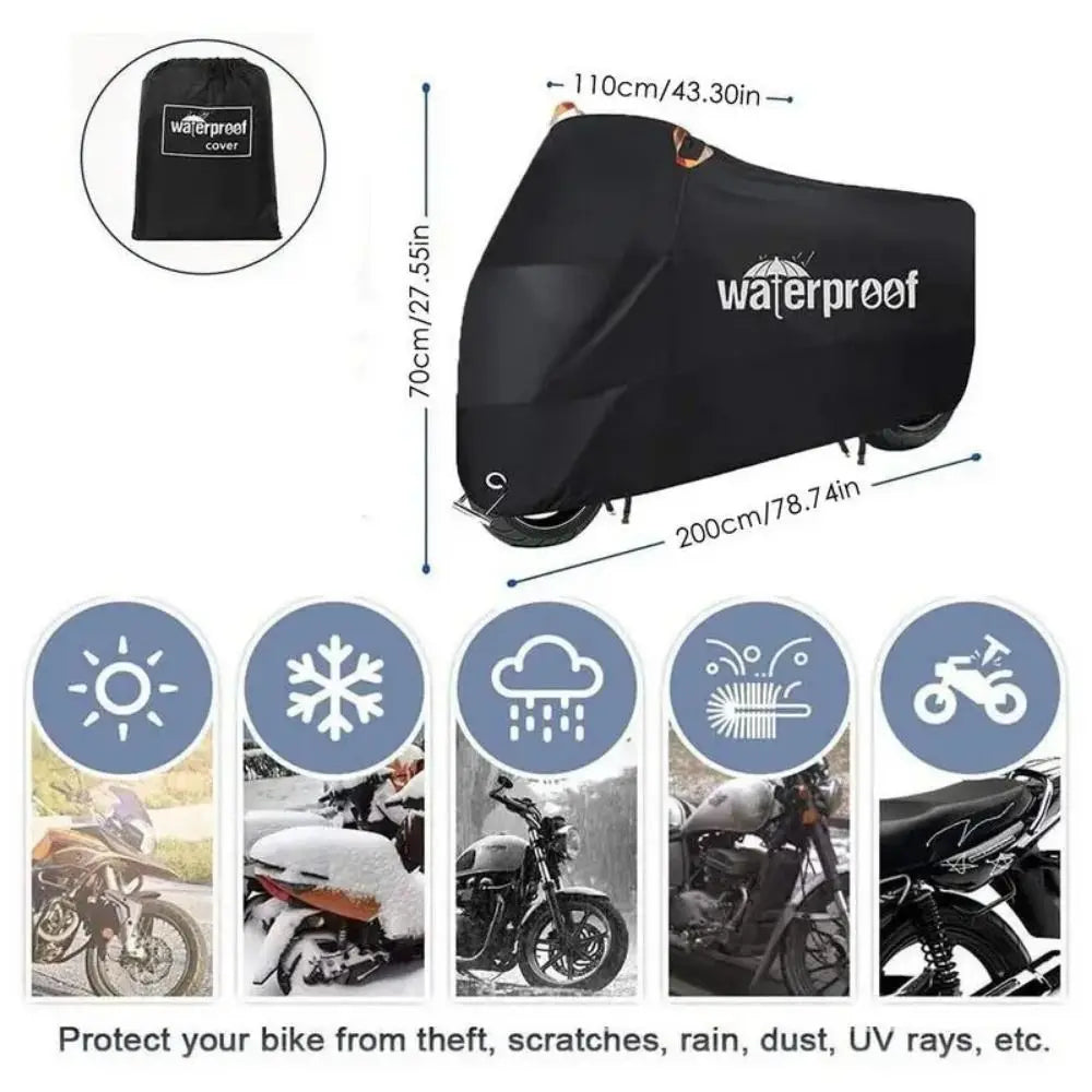 Waterproof Motorcycle Cover Premium Oxford Cloth Dust Protection Sunscreen Rain and Snow Motorcycle Raincoat Cover Outdoor Gear