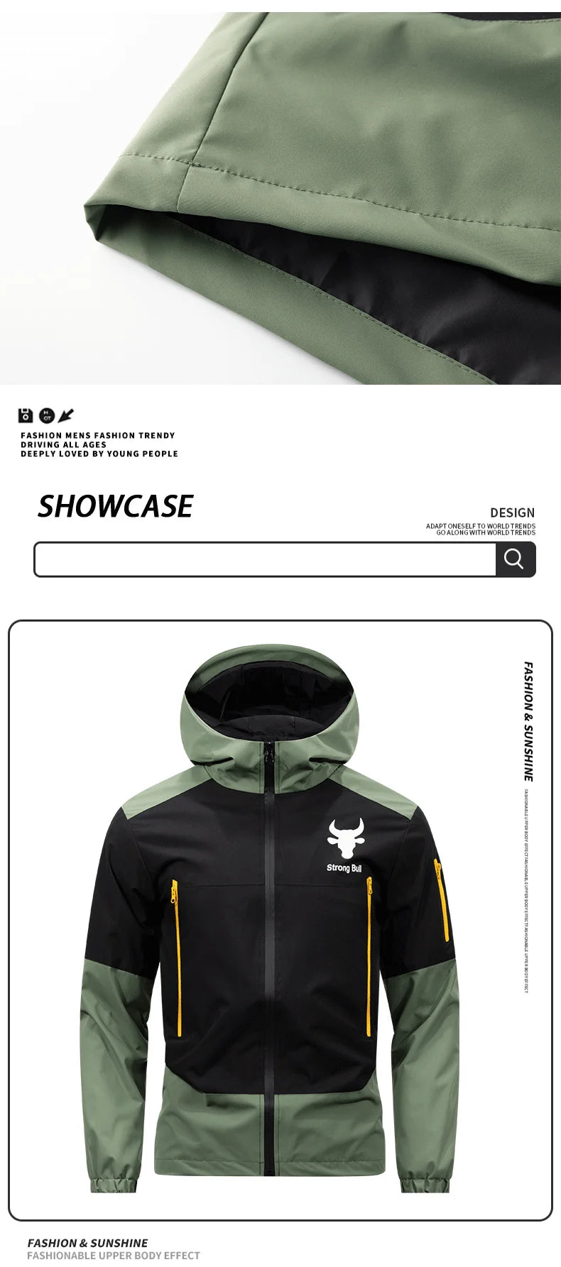 American Street Sports Jacket Men's Autumn 2025 New Casual Waterproof Loose Work Windbreaker Jackets Outdoor Hunting Hooded Coat