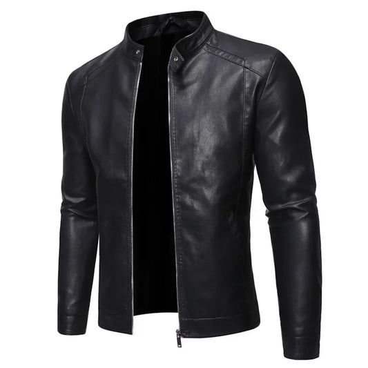 Casual Style Men's Biker Leather Jacket Slim Fit Youth Korean Version Outerwear Fake Leather Mixed Leather Coat for Men