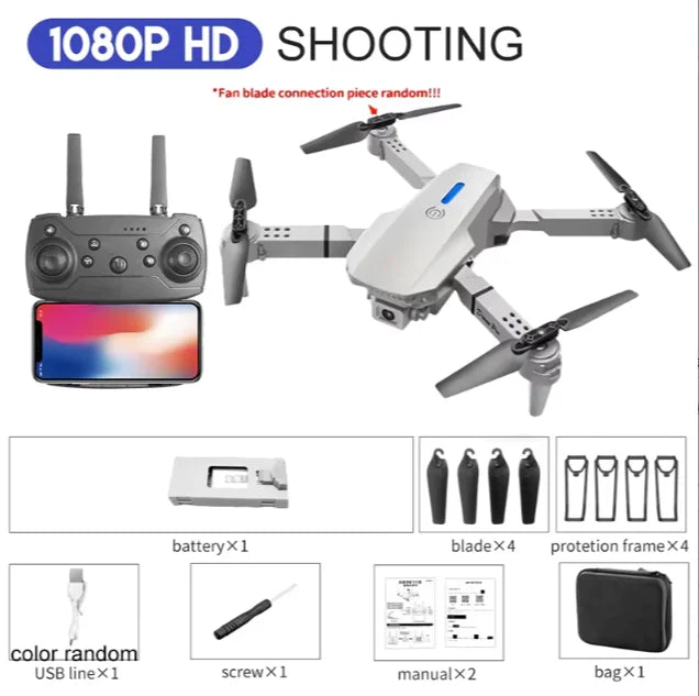 Height Hold Gift Toy 2024 E88Pro RC Drone 4K 1080P Wide Angle HD Camera Foldable Helicopter WIFI FPV