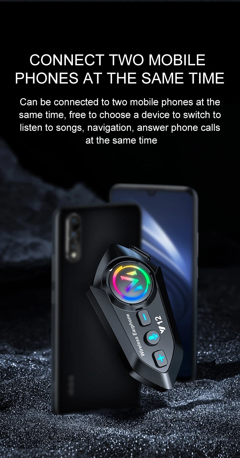 Y12 Helmet Bluetooth Headset Fm Radio Stereo High Definition Sound Effect Rgb Lighting Bt5.4 Automatic Answer One Drag Two