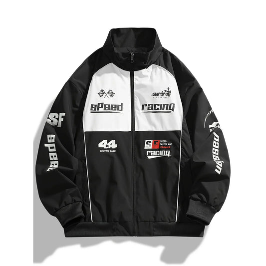 Men's Casual Baseball Collar Workwear Jacket Printed Outdoor Windproof Spring Autumn Fashionable All-Match Leisure Top