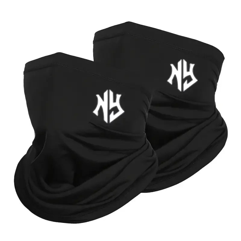 Sporty NY Letter Print Polyester Neck Gaiter Scarf, Windproof Balaclava for Men, Summer Face Covering, Fishing Running Mask