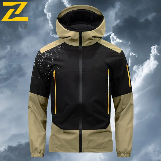 American Street Sports Jacket Men's Autumn 2025 New Casual Waterproof Loose Work Windbreaker Jackets Outdoor Hunting Hooded Coat