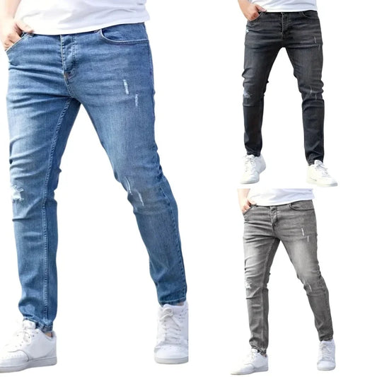 Lightweight Jeans Men's Slim Fit Denim New Casual Pants Summer Loose Fit Cropped Pants Casual Style For Men