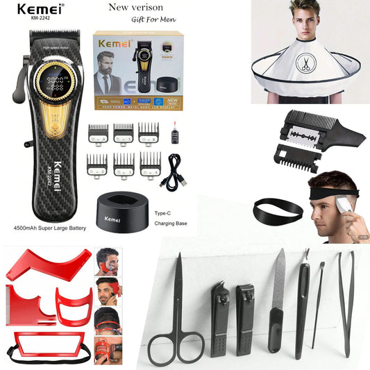Kemei KM-2242 Pro Hair Clipper Grooming Kit with Manicure Set & Styling Tools